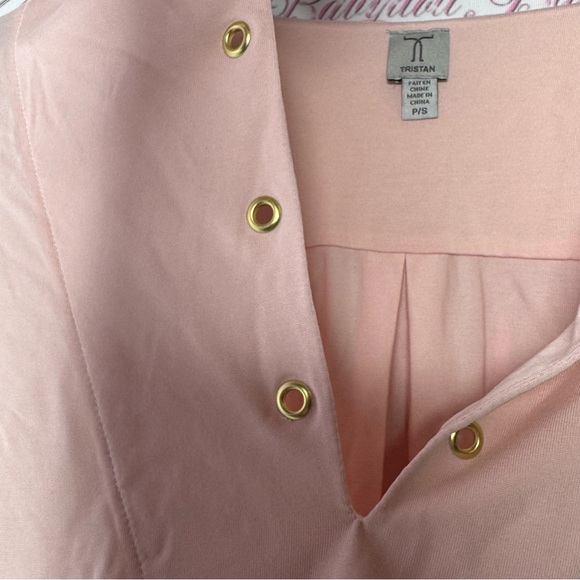 Tristan tank top light pink peach open front with gold hardware rings cute soft - Picture 2 of 8